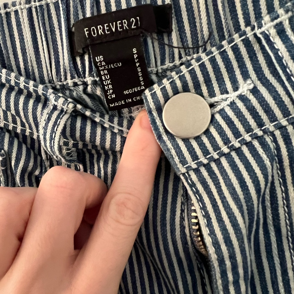 Forever 21 Navy and White Striped Trousers